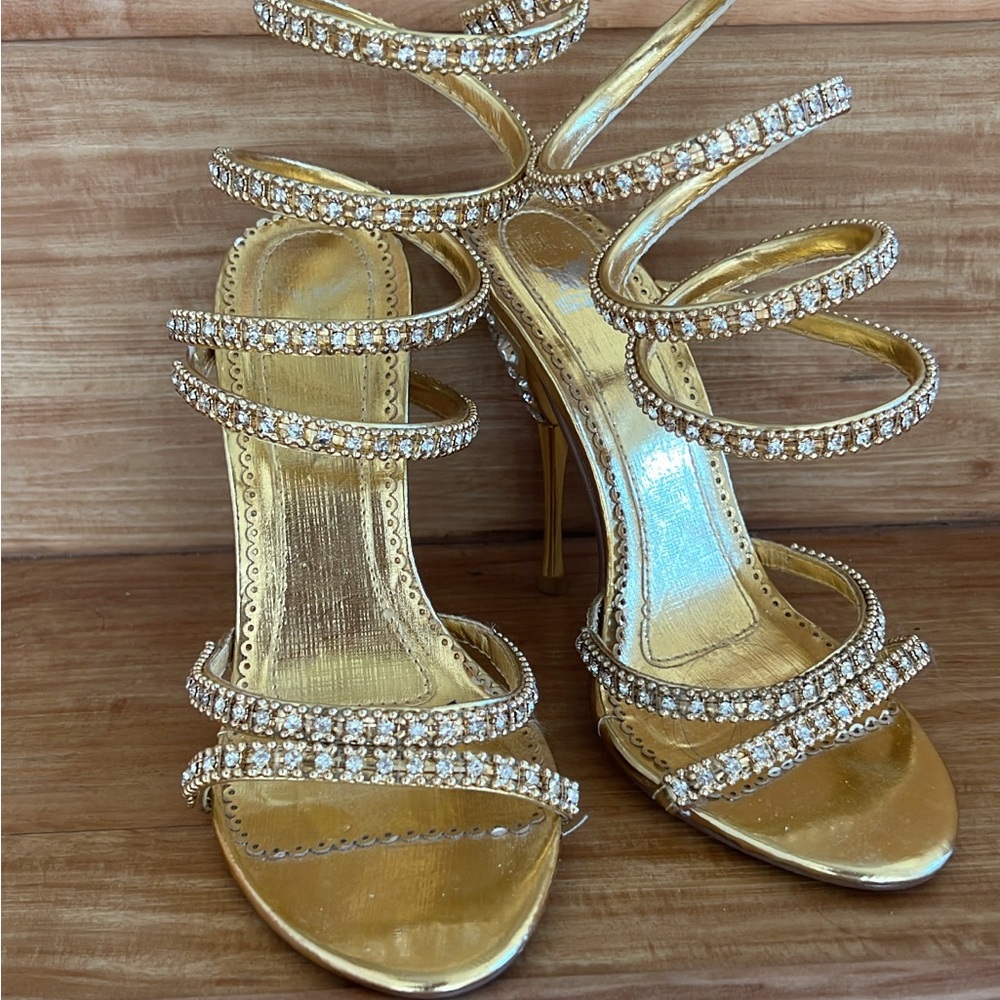 Elegant Gold Strappy Heels